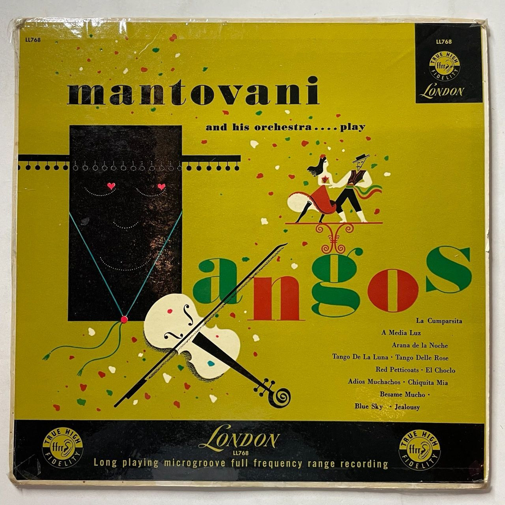 Винтажная виниловая пластинка LP Mantovani And His Orchestra Plays Tangos Танго (USA 1953)