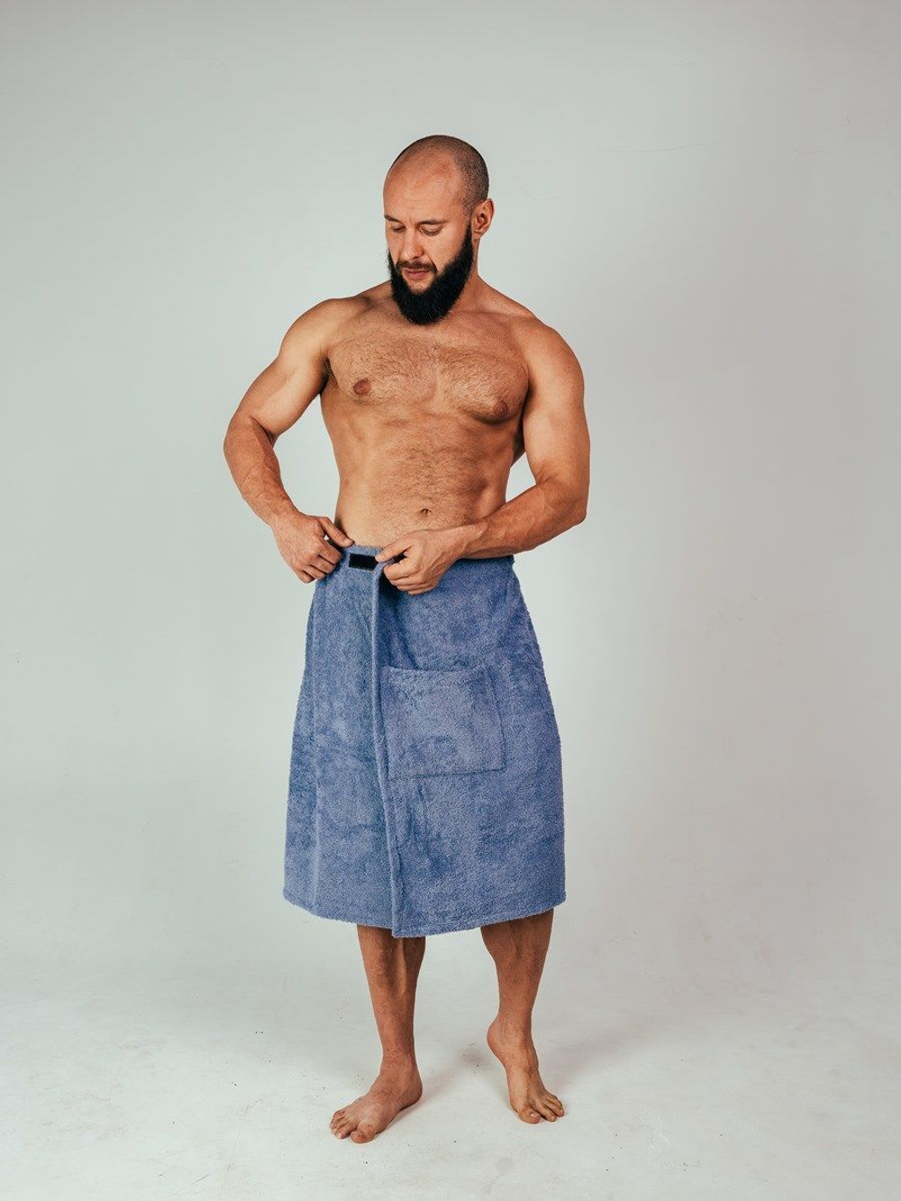 Килт махровый для бани лазурь