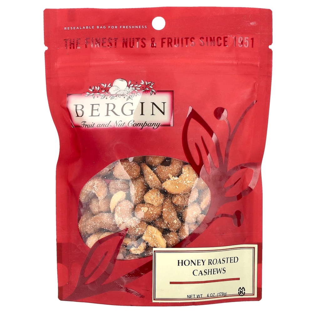 Bergin Fruit and Nut Company, Жареный кешью с медом, 170 г (6 унций)