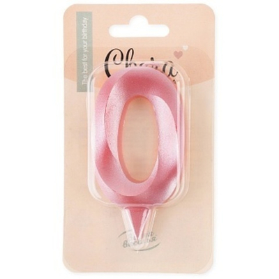 Свеча Цифра, 0 Грани, Розовый, 7 см