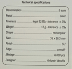 ИТАЛИЯ, 2022, 5 ЕВРО [СЕРЕБРО]
