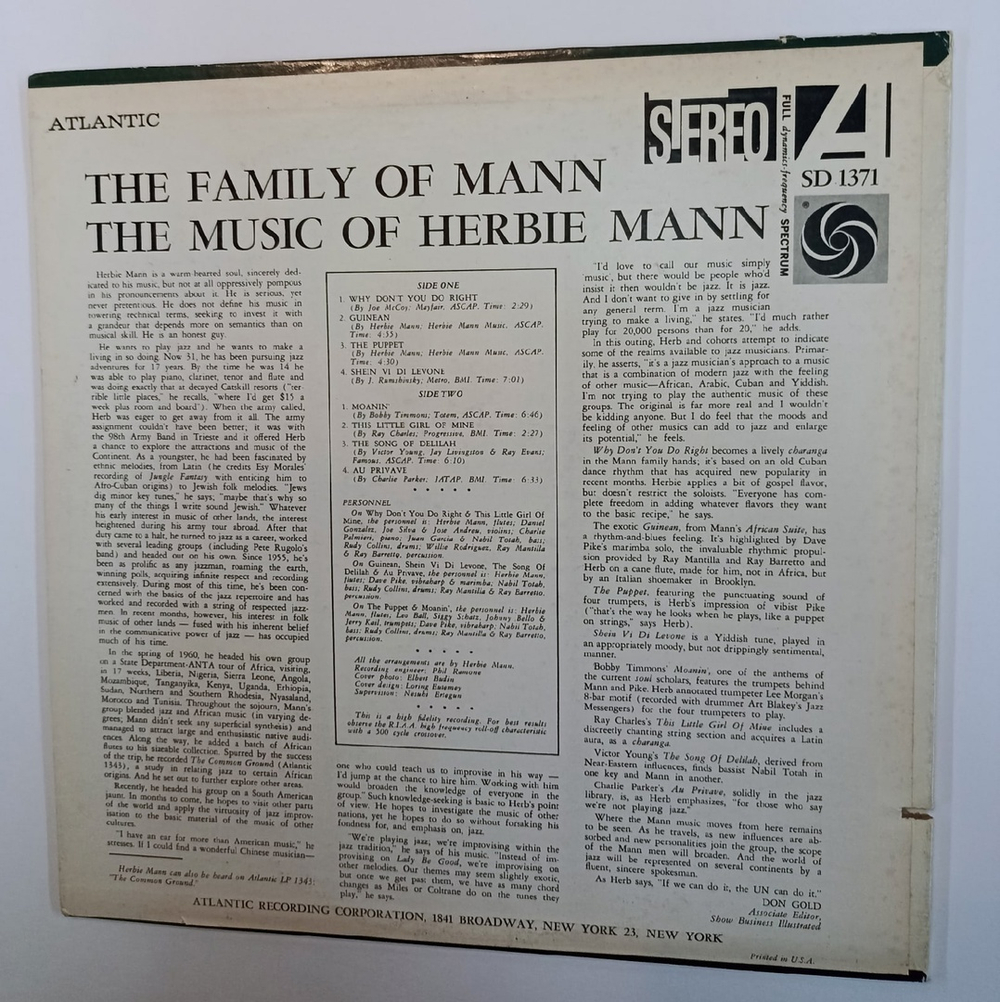 The Family Of Mann The Music Of Herbie Mann (US 1961)