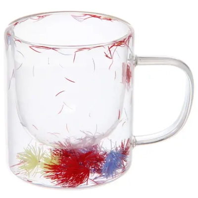 Кружка стеклянная с двойными стенками 270мл «Хай-Тек» с веточками