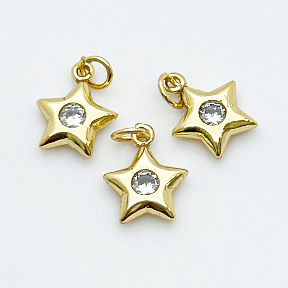 Подвеска Звезда, цвет золото, фианит, размер 10,5*8 мм, цена за 1 шт