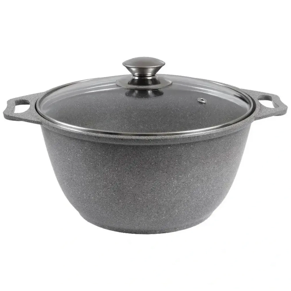 Кастрюля 3л со стеклянной крышкой светлый мрамор КМ-кмс32а