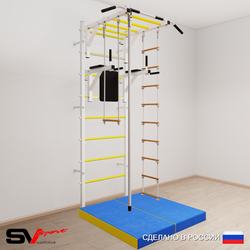 Шведская стенка Sv Sport усиленная 6474 (Турник рукоход/Брусья/Канат/Лестница/Трапеция/Мат 1м)