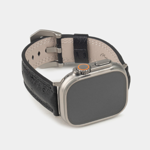 Ремешок для Apple Watch Ultra 49mm из кожи страуса, черного цвета