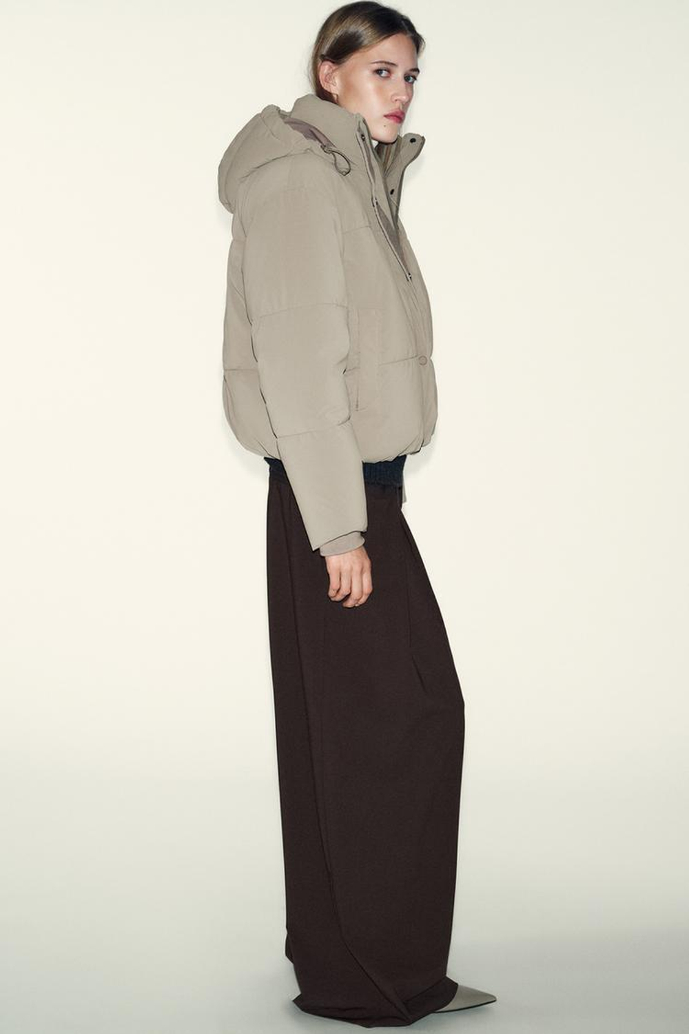 ZARA КОРОТКИЙ АНОРАК С КАПЮШОНОМ WATER REPELLENT WINDPROOF, РЫЖЕВАТО-КОРИЧНЕВЫЙ