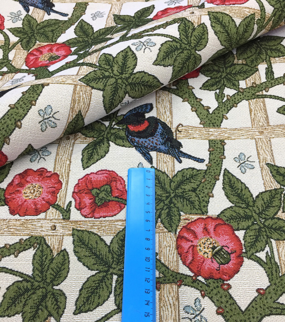 Гобеленовая ткань Решётка светлый фон 175 см