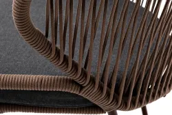 "Милан" стул плетеный из роупа, каркас алюминий коричневый (RAL8016) муар, роуп коричневый круглый, ткань темно-серая 027