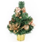 Ель искусственная декоративная 30 см, ПВХ, цвет украшений: кремовое золото, ЗОЛОТАЯ СКАЗКА, 591324