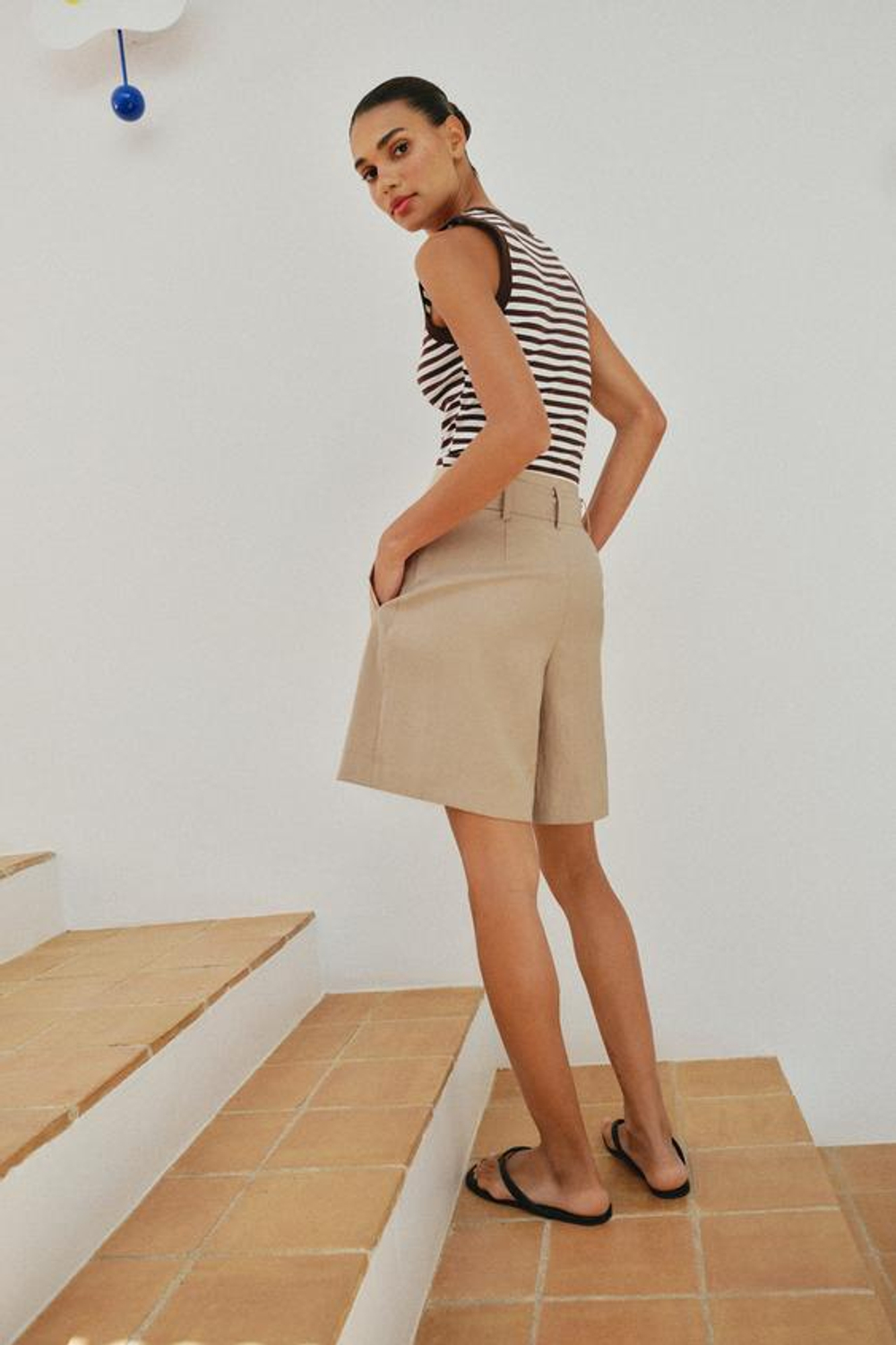 ZARA ШОРТЫ С ПОЯСОМ-БАНТОМ, МЯГКИЙ КАШТАНОВЫЙ