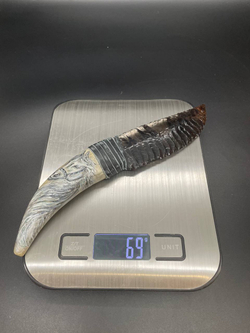 Обсидиановый нож с рукояткой из рога оленя с рисунком Лошади 21 см