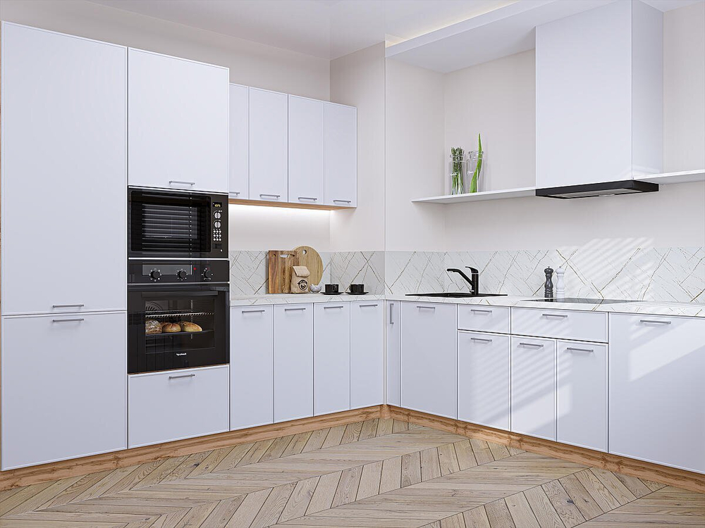 Угловая модульная кухня Квадро-02 Белый - Дуб Вотан 2140*2400/2150*600