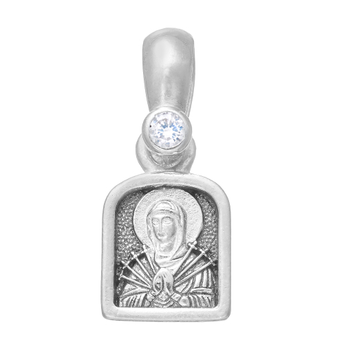 Образок из серебра/Чернение/С подвижным ухом/Семистрельная/Со вставкой из фианитов