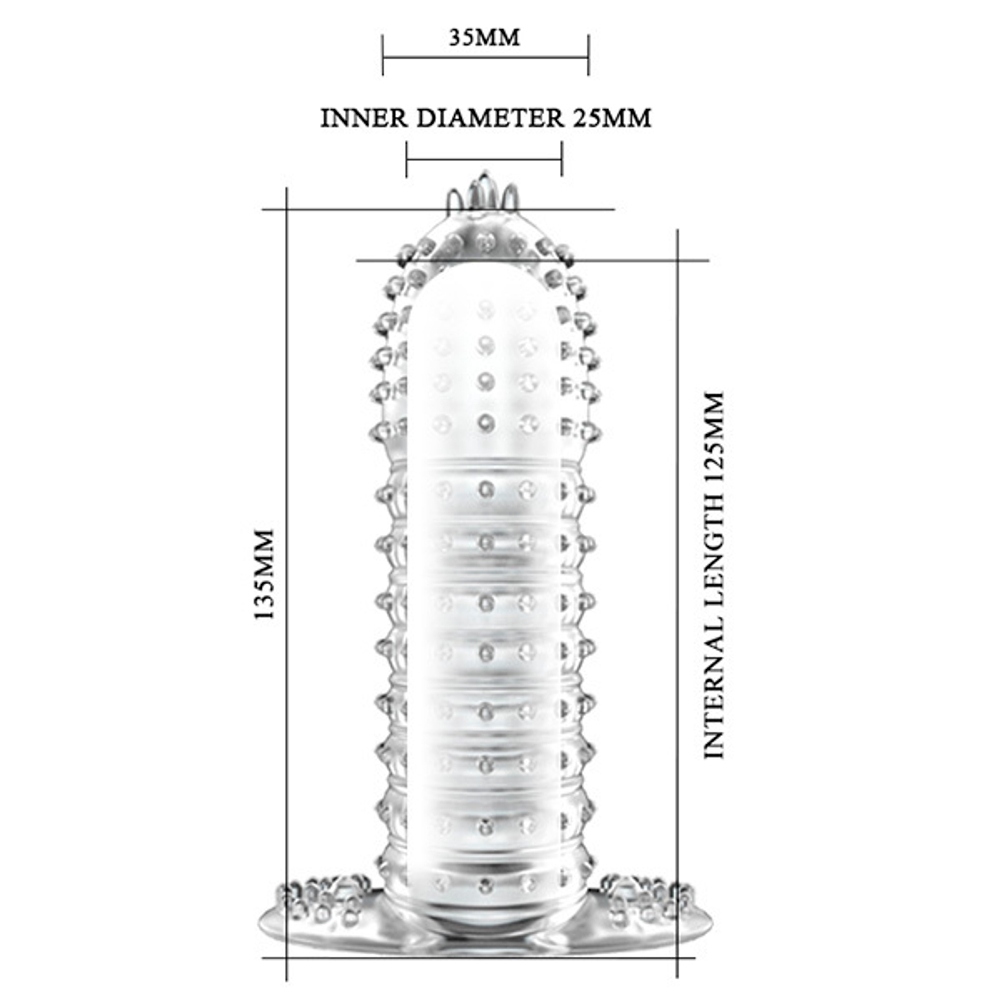 Прозрачная насадка на фаллос 13,5см с закрытой головкой Baile Sleeve BI-010045D