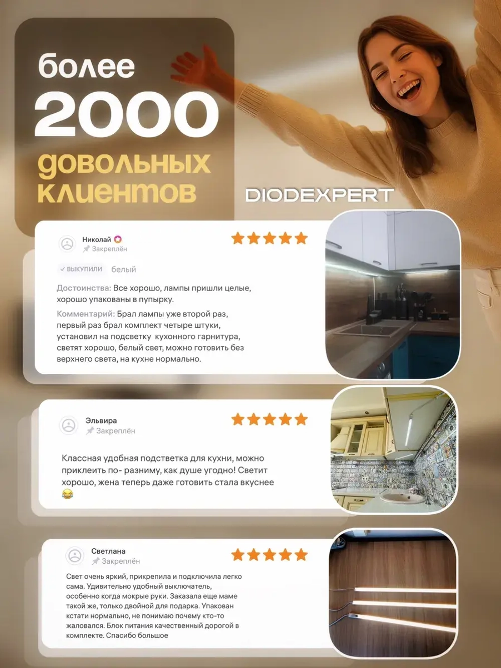 Светодиодный линейный светильник подсветка для кухни