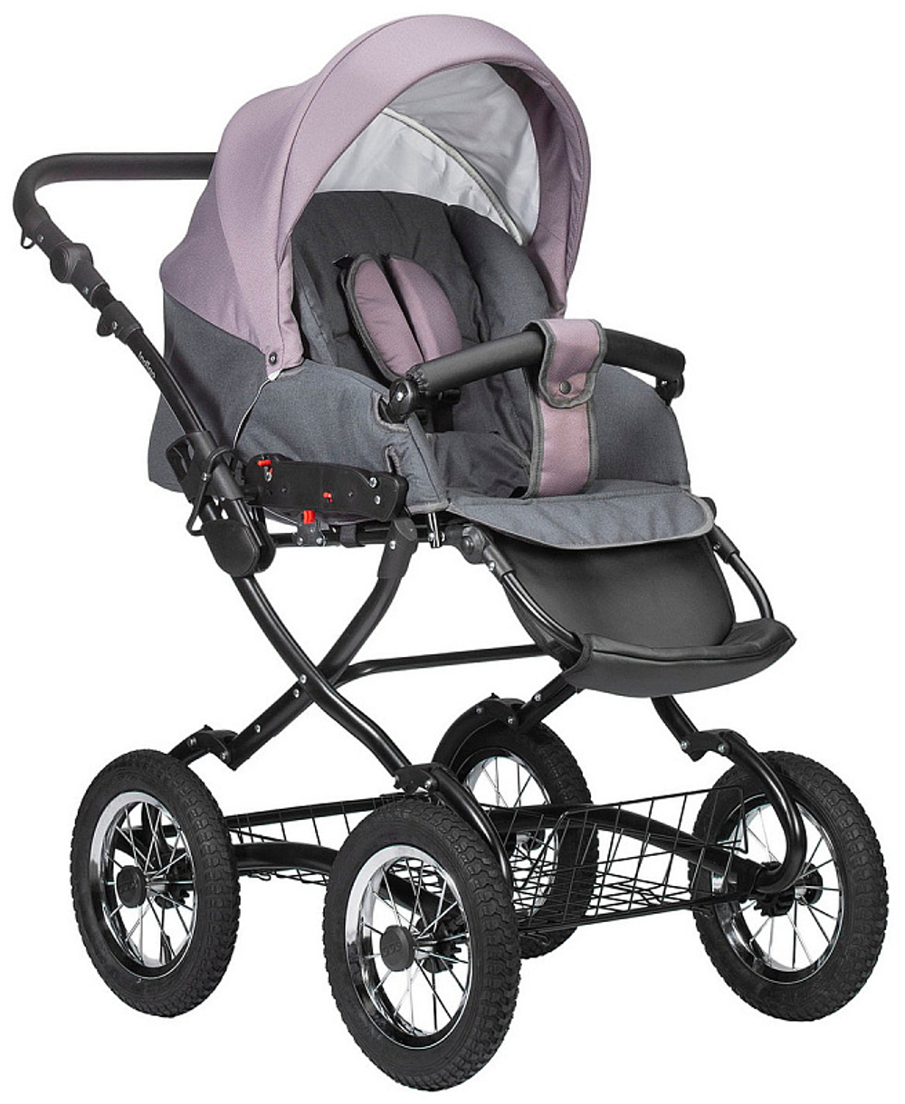 Детская коляска Indigo Charlotte Sity Classic 12 3 в 1 с автокреслом Avionaut Cosmo Cs03 т.серый/фиолетовый