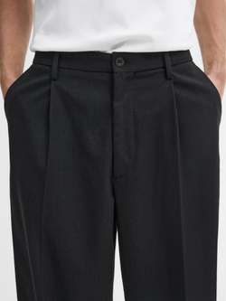 Massimo Dutti Брюки свободного кроя в тонкую полоску, черный