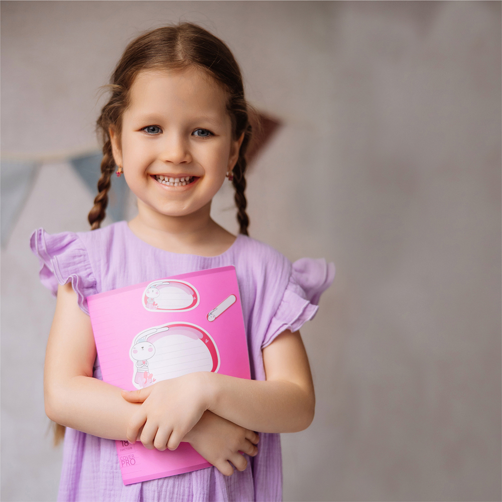 Наклейки для школы Зайка (фуксия), 56 шт