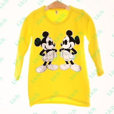 Лонгслив однотонный с принтом Микки Мауса и стразами