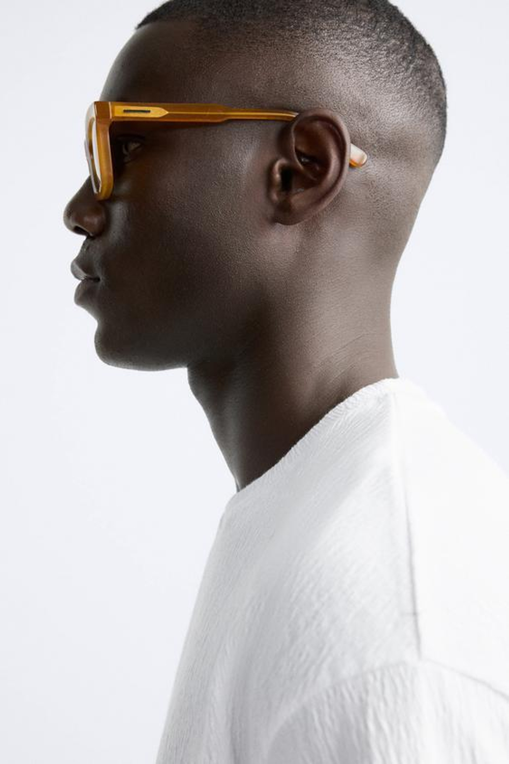 ZARA ФУТБОЛКА ИЗ РЕЛЬЕФНОЙ ТКАНИ, ЖЕЛТОВАТО-БЕЛЫЙ