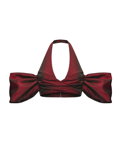 Драпированный укороченный топ из тафты