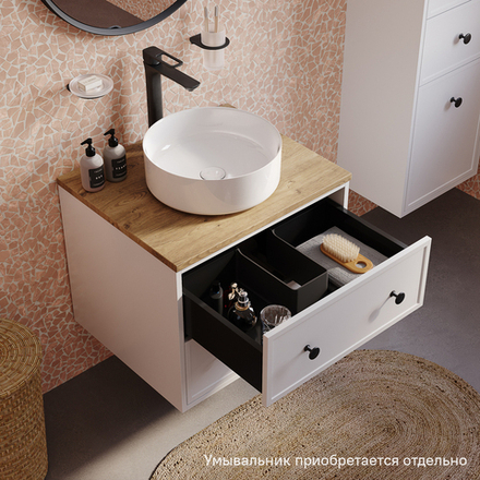 Тумба подвесная IDDIS Torr, со столешницей МДФ, дуб верона, 60 см, белый матовый, TOR60WVi95K