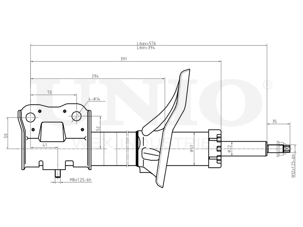 Амортизатор газовый передней подвески UNIO SAB-10627