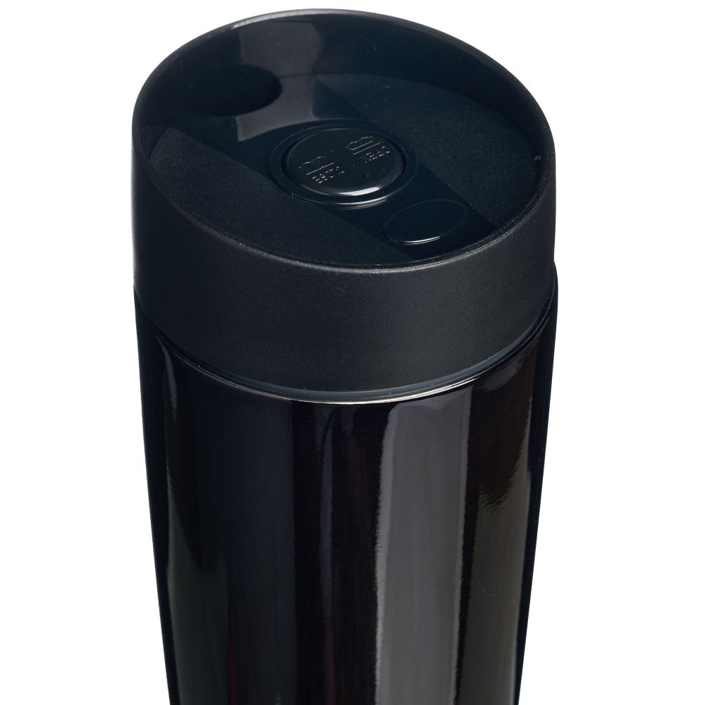 ТЕРМОКРУЖКА AGNESS "ЧЕРНАЯ ПАНТЕРА" С КНОПКОЙ-СТОППЕРОМ , 360МЛ КОЛБА НЕРЖ.СТАЛЬ 18/10