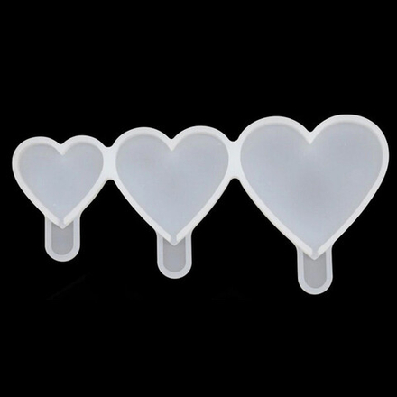 Форма силиконовая для леденцов "Сердечки" 3 шт