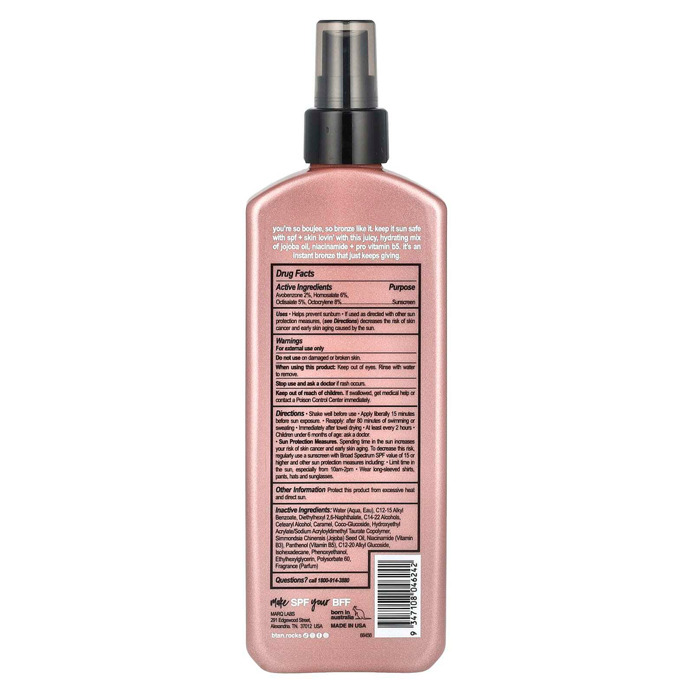 b.tan, Bronzed and Boujee, бронзирующий лосьон-спрей, SPF 15, 250 мл (8,45 жидк. унц.)