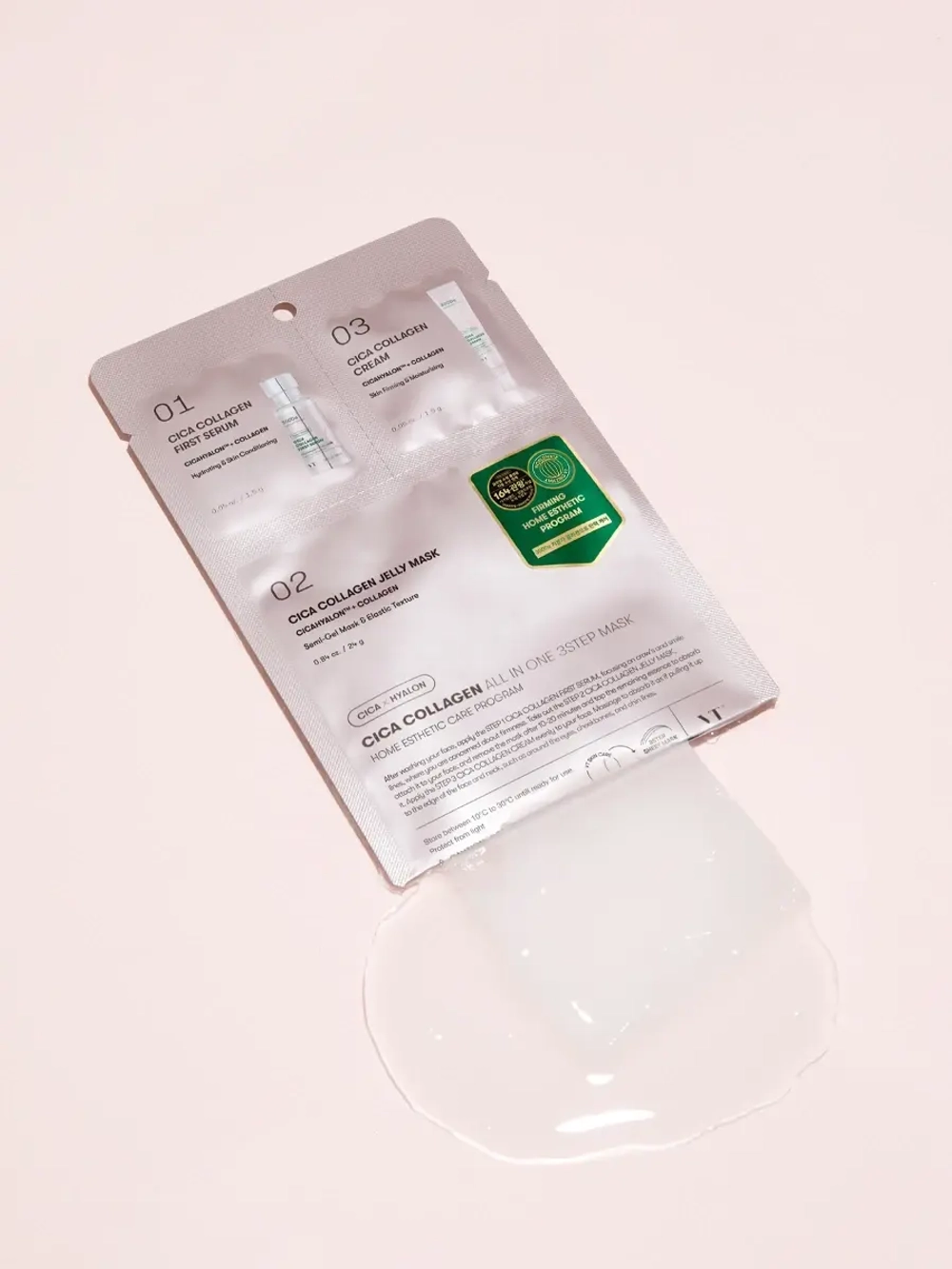 VT Cosmetics Трёхступенчатый набор с коллагеном: сыворотка + тканевая маска + крем Cica Collagen All In One 3Step Mask 1.5+25+1.5 гр