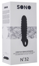 Чёрная ребристая насадка Stretchy Penis Extension No.32 (Цвет: черный)