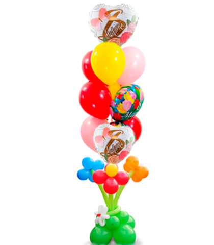 Букет "8 марта" на кустике + 10 шаров