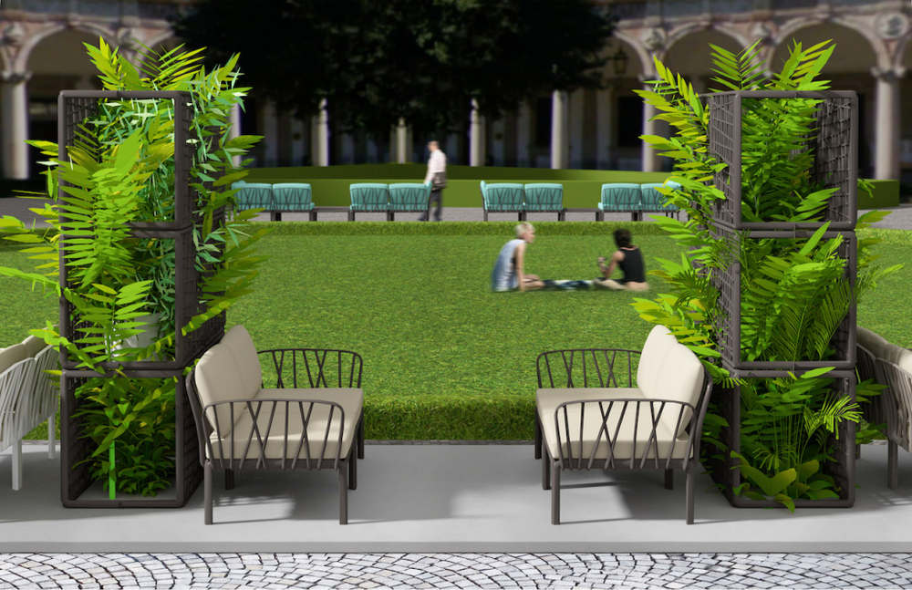 Диван пластиковый с подушками Nardi Komodo 5, тортора, холст