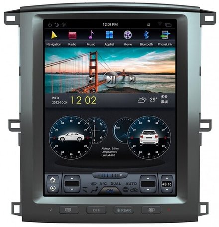 Магнитола для Toyota Land Cruiser 100, Lexus LX470 2002-2007 (любая комплектация) - Carmedia ZF-1301-GE вертикальный экран в стиле "Тесла" на Android 13, 8Гб+128Гб, CarPlay, 4G SIM-слот
