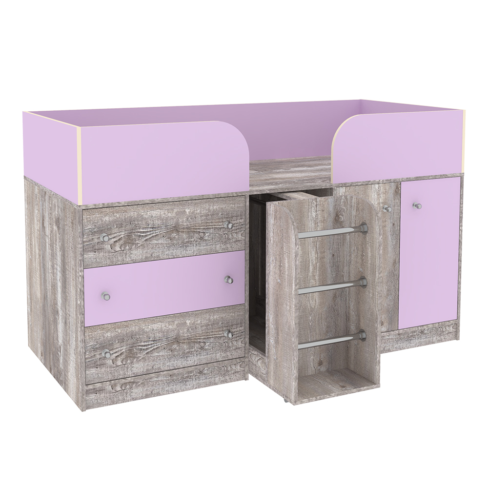 Кровать-чердак КарИВи Малыш 4 Бетон Ирис