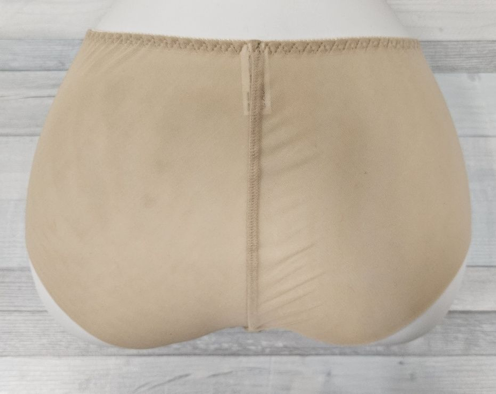 Оригинальные трусики-слипы из сетки с принтом (Размер: L) (Цвет: телесный)