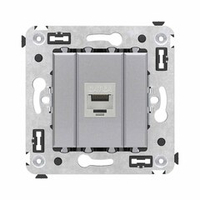 Компьютерная розетка RJ-45 без шторки в стену, кат.6А одинарная экранированная, "Avanti", "Закаленная сталь"