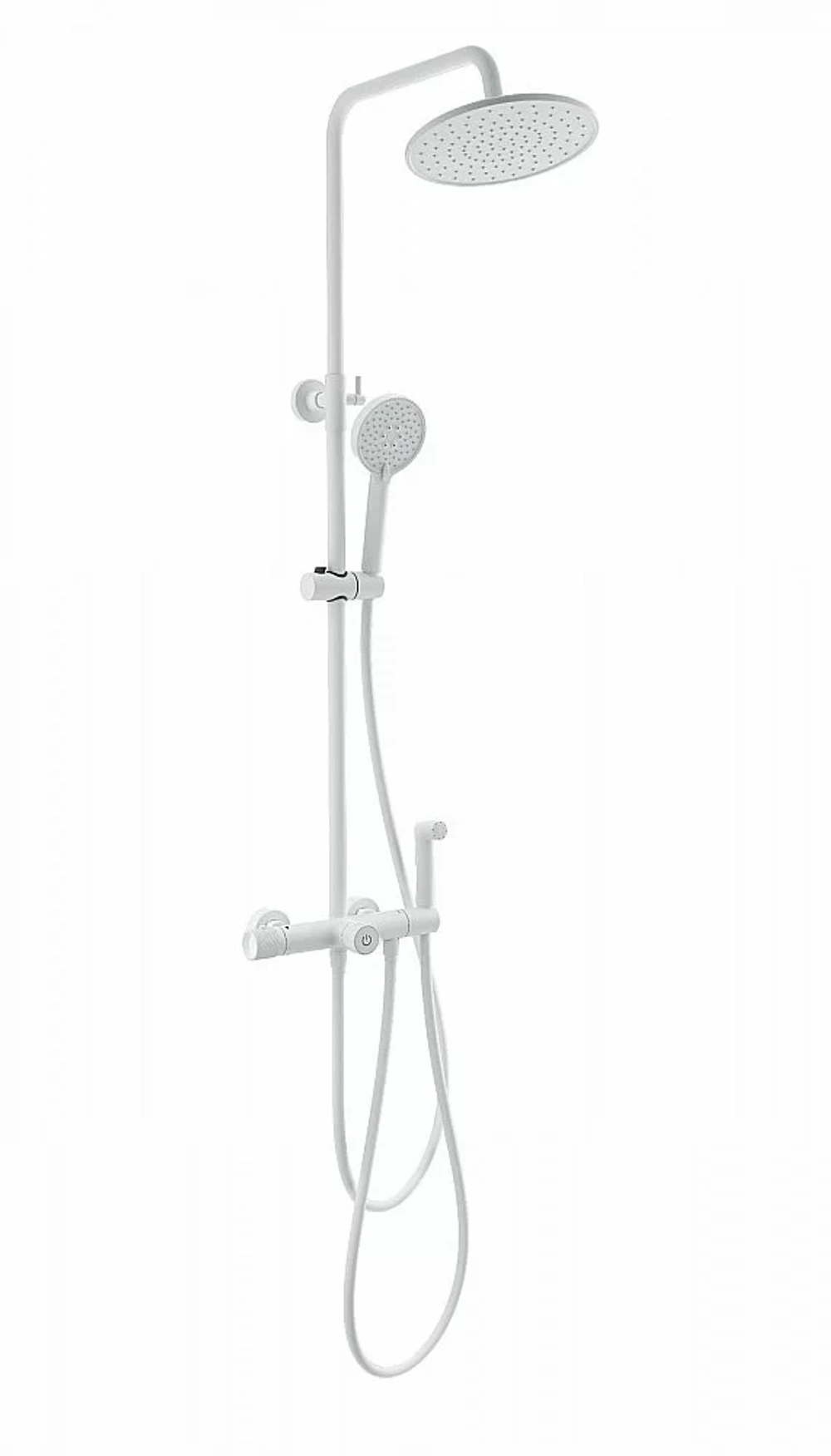Душевая система с техническим душем и термостатом WONZON & WOGHAND WW-B3097-A-MW белый матовый