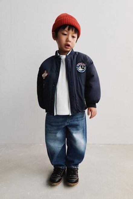 ZARA БОМБЕР С НАШИВКАМИ MICKEY MOUSE © DISNEY, СИНИЙ