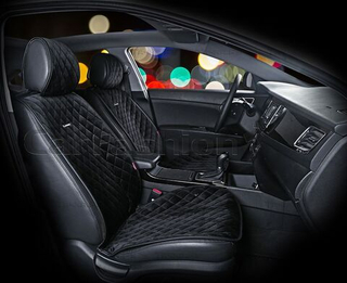 Накидки сидений Перед CarFashion (2шт) -Фронт 2D «CALIFORNIA» 21896 -Велюр черный/черный/черный