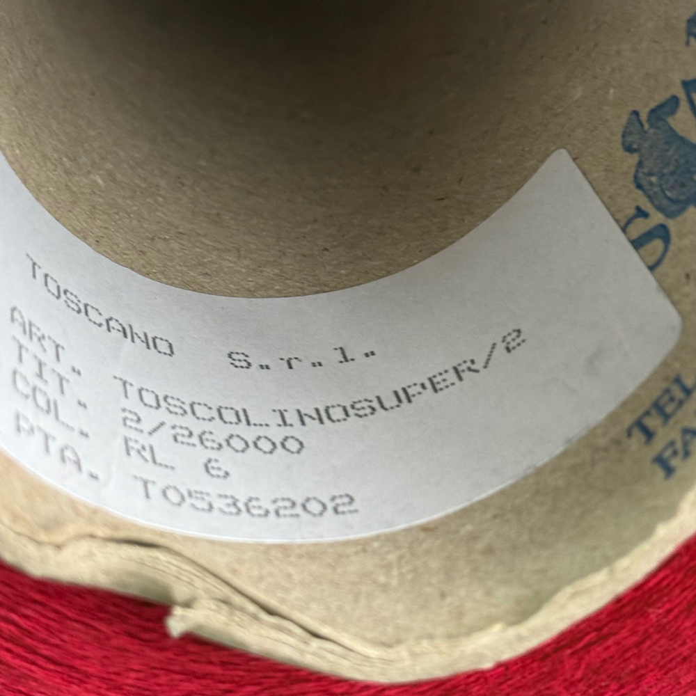 Пряжа TOSCANO Toscolinosuper/2 (100% лен) 2/26,  1300 м/100 гр,  алые паруса