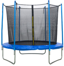 Батут с лестницей и внутренней сеткой 180 см синий