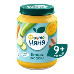 Фрутоняня пюре 190 гр Говядина-рис-овощи с 9 месяцев