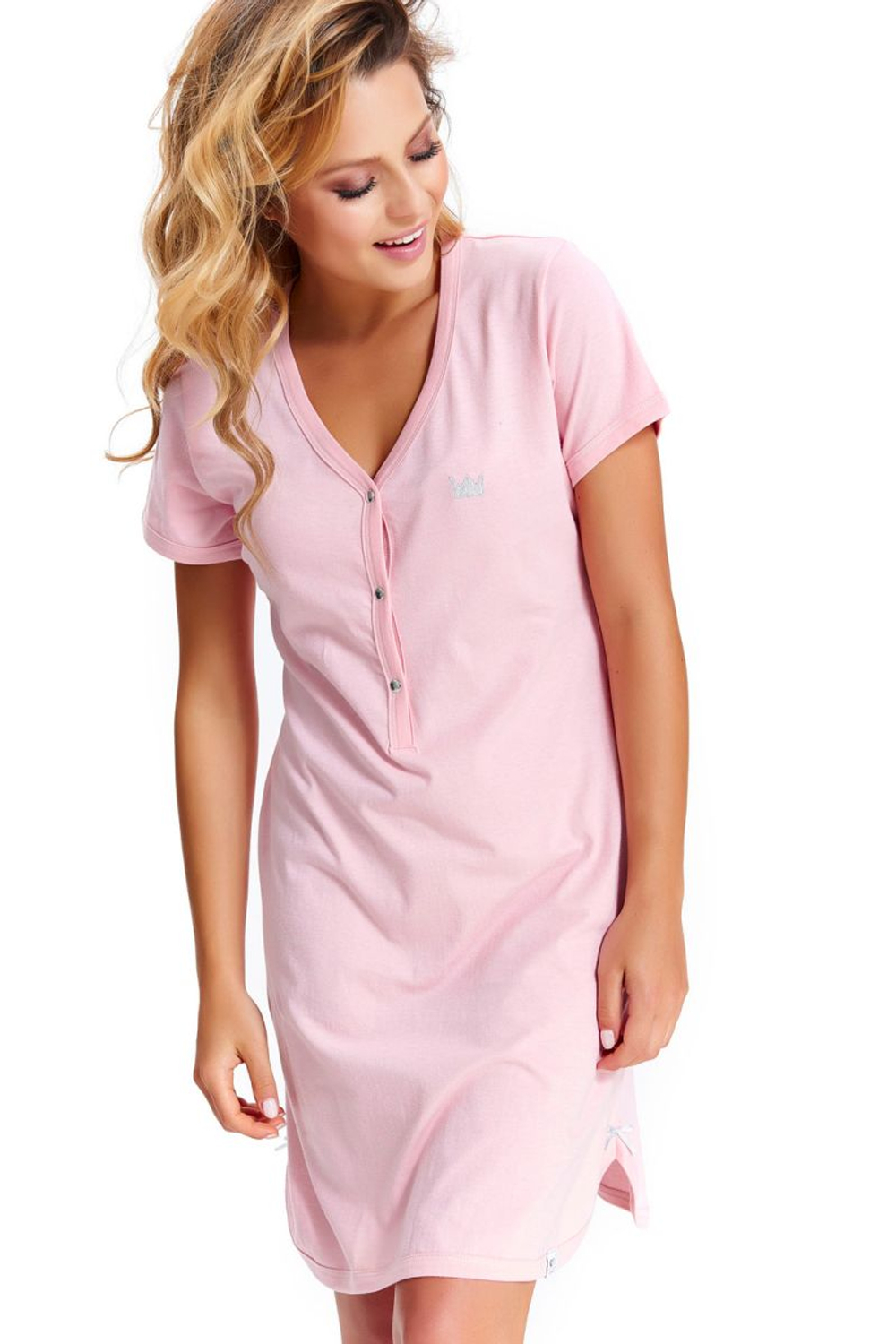 Женская сорочка свободного кроя с короткими рукавами (Размер: S) (Цвет: зеленый)