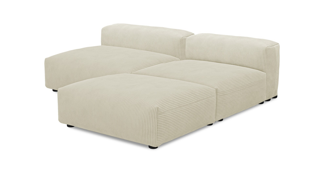 Угловой диван Фиджи большой и глубокий (Еврокнижка) Cilium Bone 210*242*62 см, Белый Вельвет Еврокнижка Фиеста
