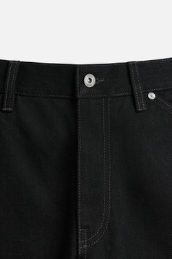 ZARA ДЖИНСОВЫЕ ШОРТЫ-БЕРМУДЫ BAGGY FIT С ОТСТРОЧКОЙ, ЧЕРНЫЙ