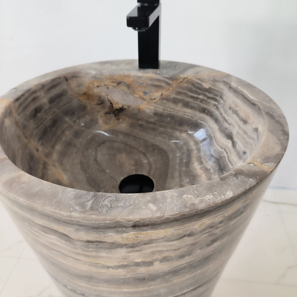 Раковина напольная из оникса Grey ON-04202 (45*45*90)